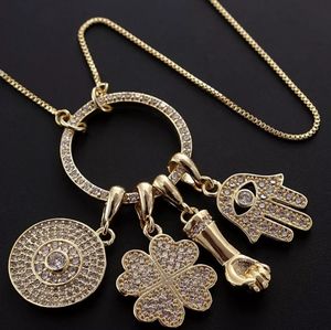 Lucky Clover / Hamsa Hand necklace